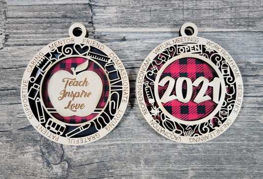 #HC5B Red Gingham with Boarder Pattern with Boarder Christmas Ornament Backing Sticker