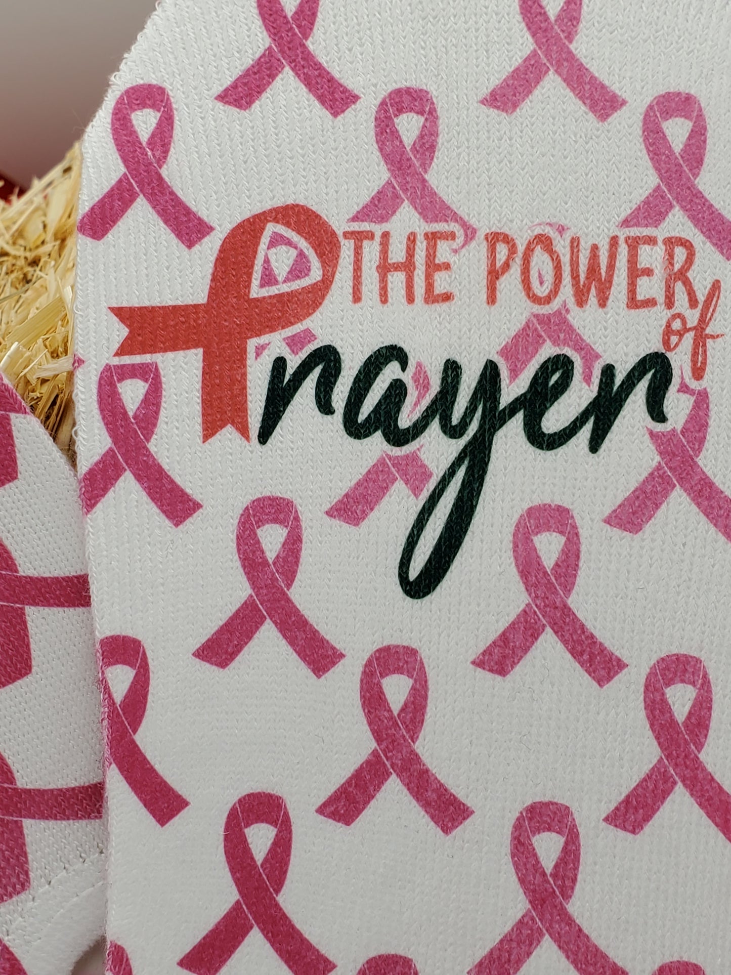 Power of Prayer No Show Cancer Awareness Socks - Double Sided Print - Can be personalized and custom made