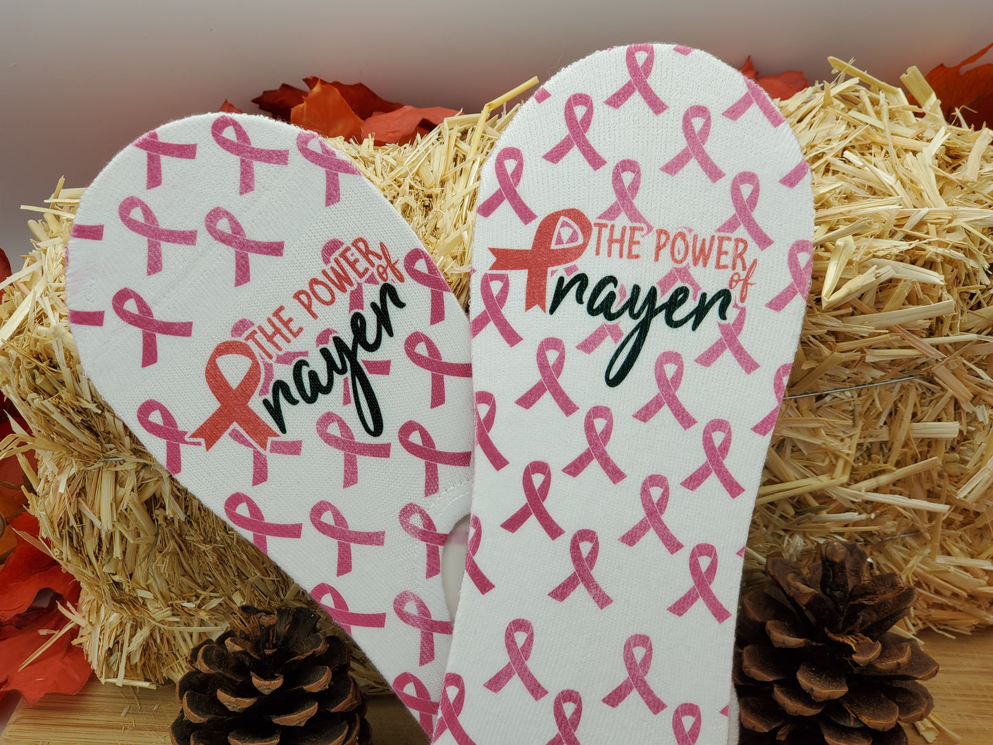 Power of Prayer No Show Cancer Awareness Socks - Double Sided Print - Can be personalized and custom made
