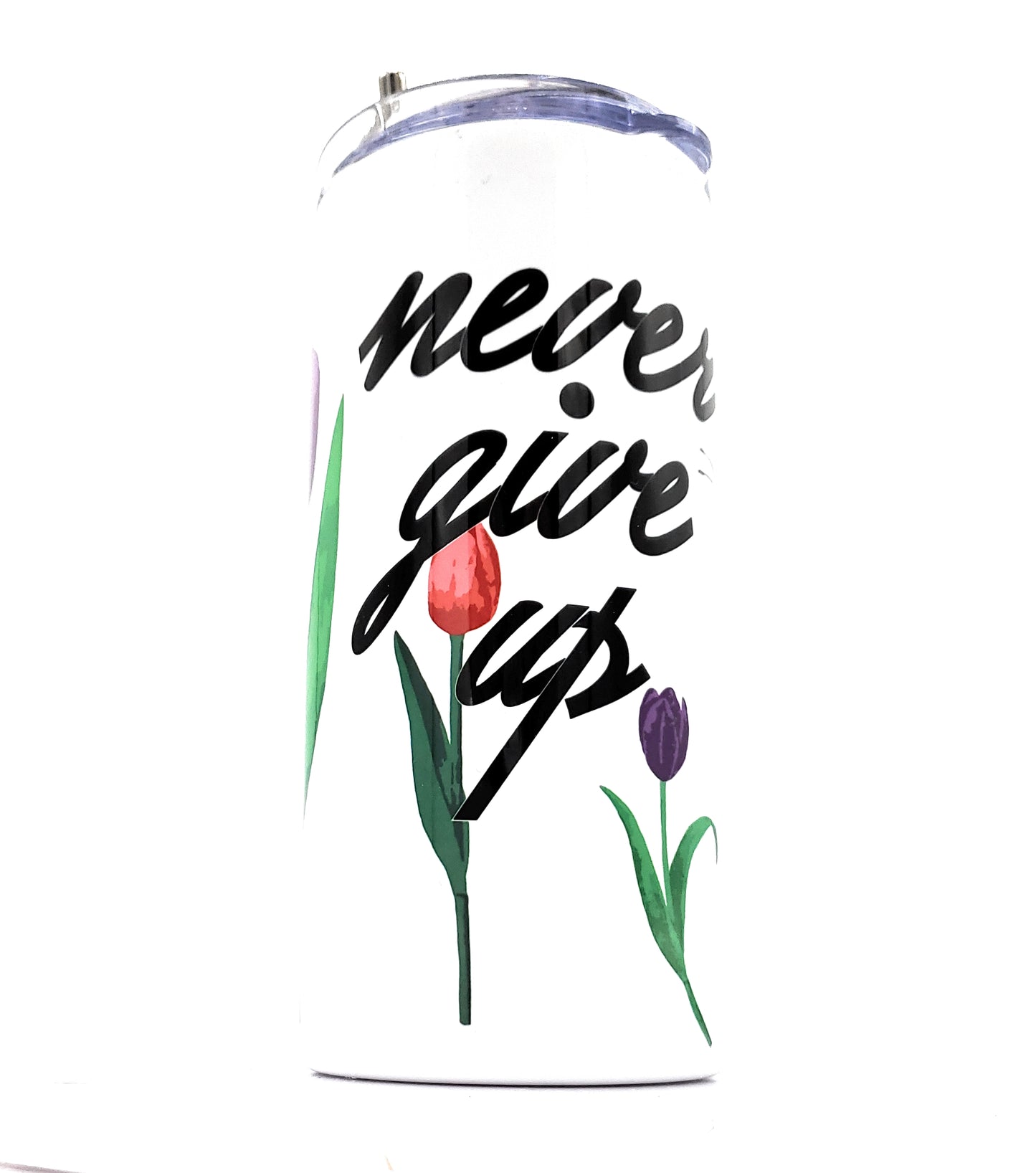 Limited Edition*** Never Give Up 16 Ounce Insulated Skinny Tumbler with Metal Straw & Personalization Option