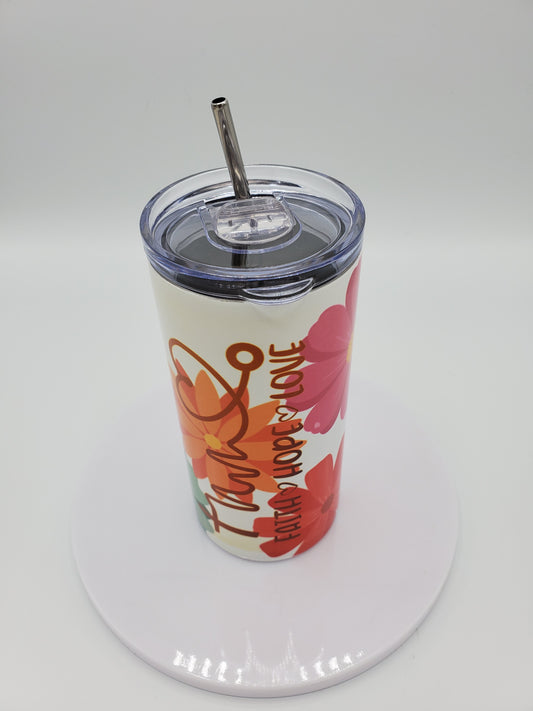 Limited Edition*** Hope Faith Love 16 Ounce Insulated Skinny Tumbler with Metal Straw & Personalization Option