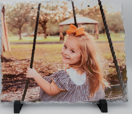 Slate Photo Frame - Personalized & Custom Solid Slate Photo Slab with you Perfect Photo pressed onto it. Perfect Christmas Gift