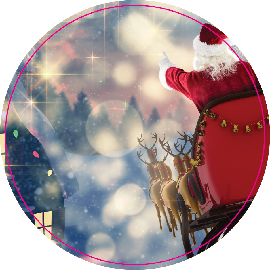 #63 Santa Sleigh Christmas Ornament Backing Sticker - Supply for Making Custom Ornaments