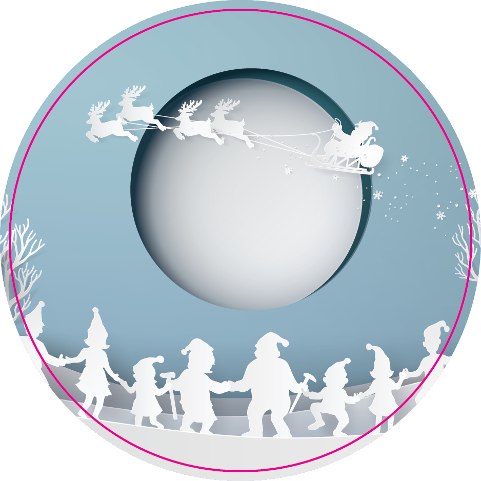#65 Santa Scene Christmas Ornament Backing Sticker - Supply for Making Custom Ornaments