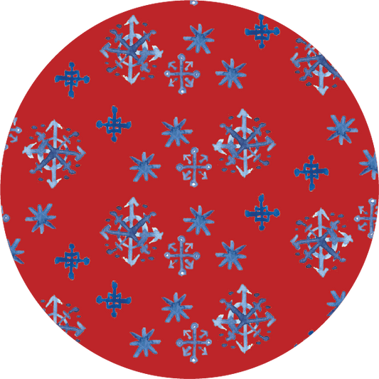 #26 Red & Blue Snow Christmas Ornament Backing Sticker