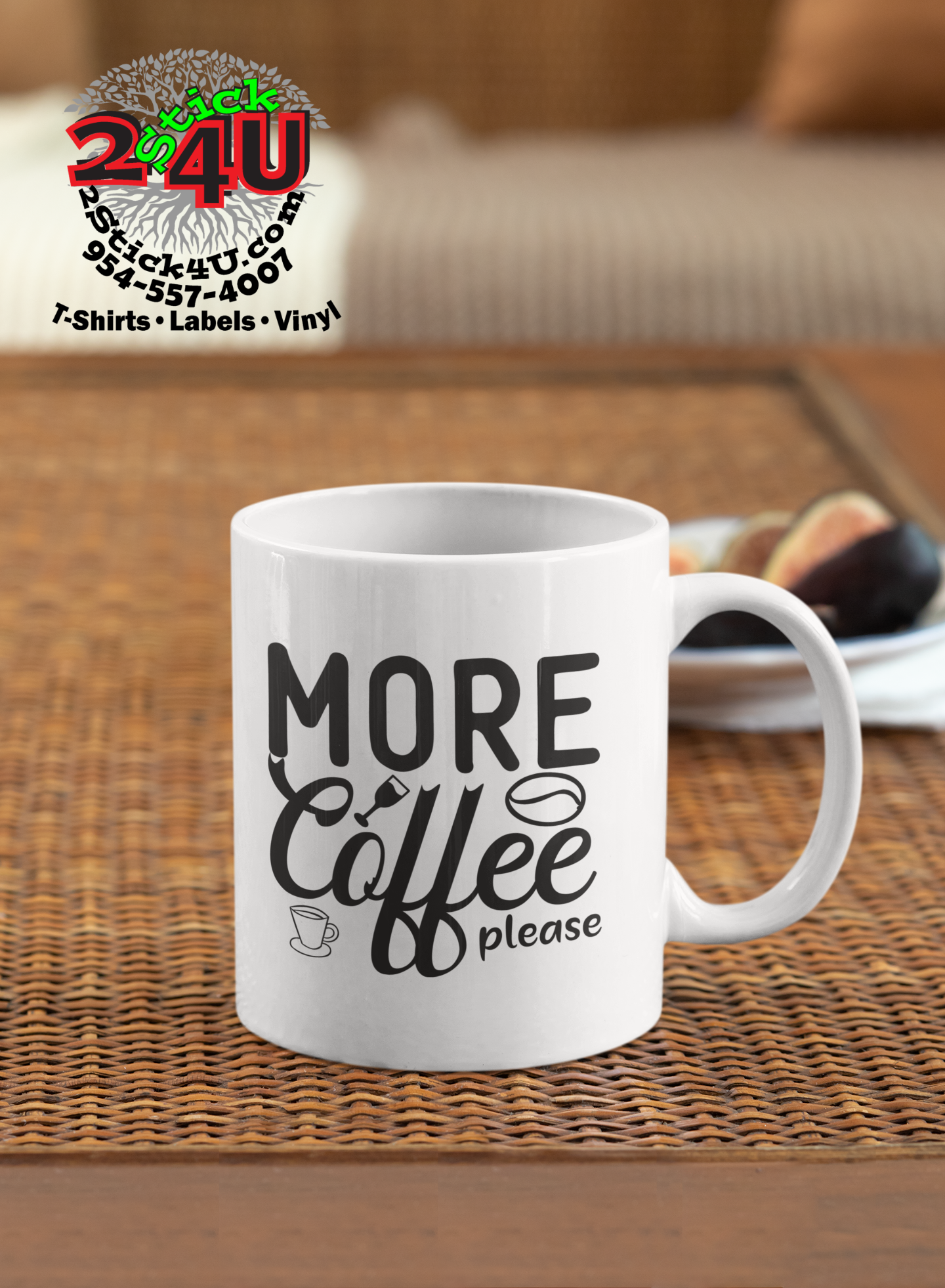 More Coffee Please Coffee Mug - Home of Buy 3, Get 1 Free. Long Lasting Custom Designed Coffee Mugs for Business and Pleasure. Perfect for Christmas, Housewarming, Wedding Party gifts