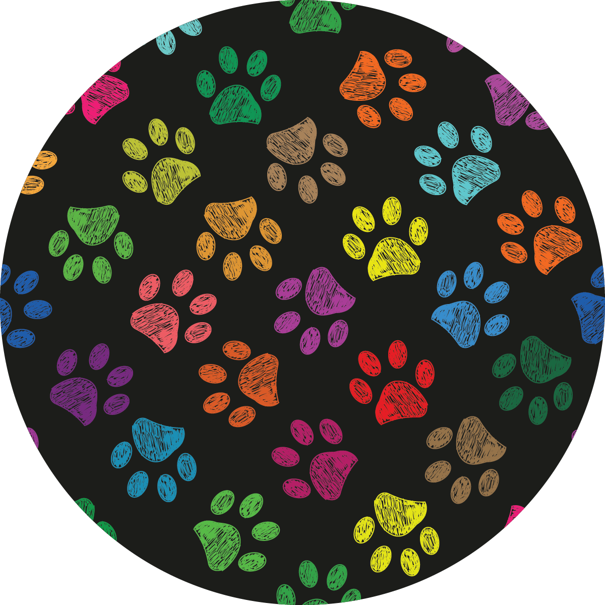 #74 Multi Color Paw Dark Christmas Ornament Backing Sticker - Supply for Making Custom Ornaments