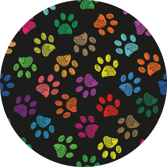 #74 Multi Color Paw Dark Christmas Ornament Backing Sticker - Supply for Making Custom Ornaments