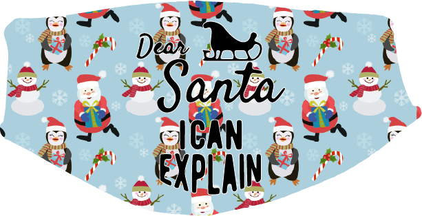 Christmas - Santa, I Can Explain Face Cover- Custom With Your Name, 2 layer pocket mask with filter, adjustable ear clip, personalized & washable, reusable
