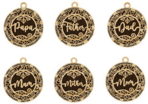 Mom & Dad Laser Engraved Christmas Ornaments