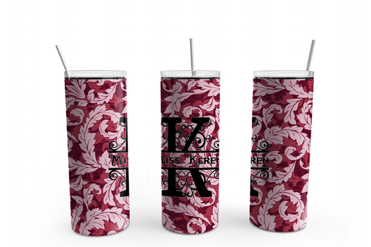 Swirl Design #2 Monogram 20 Ounce Stainless Steel Tumbler