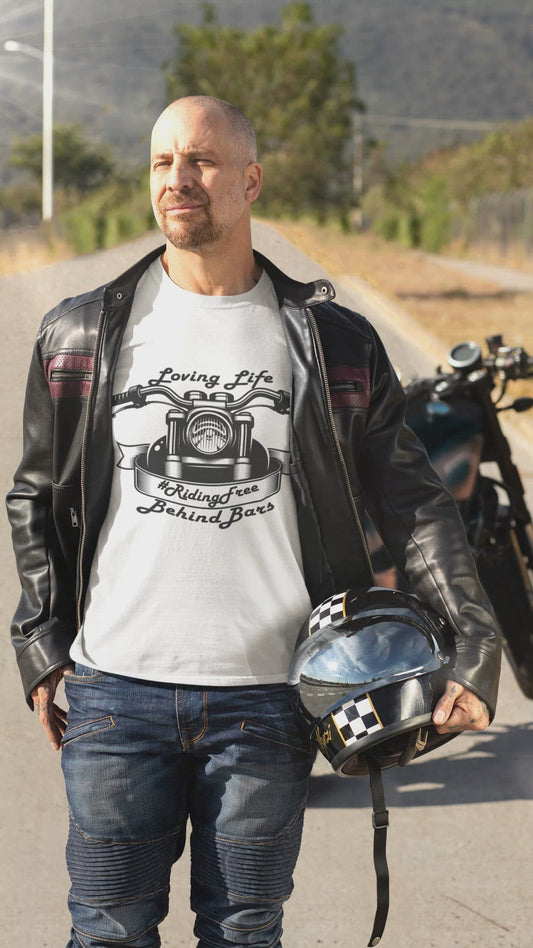 Loving Life Behind Bars T-Shirt, #ridingfree, Bikers T-Shirt, Customizable Performance Shirt