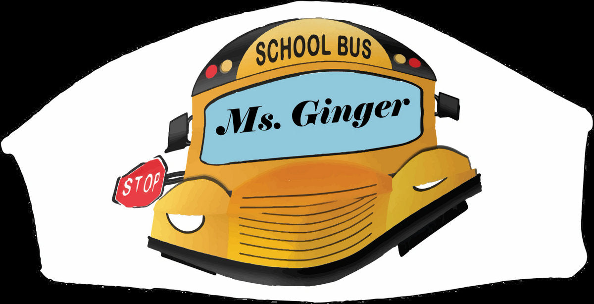 School Bus Face Mask - Custom and  Personalized with your name, Includes pocket & free filter, adjustable ear clips, Comfortable for all day