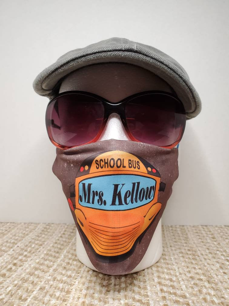 School Bus Face Mask Color Background - Custom With Your Name