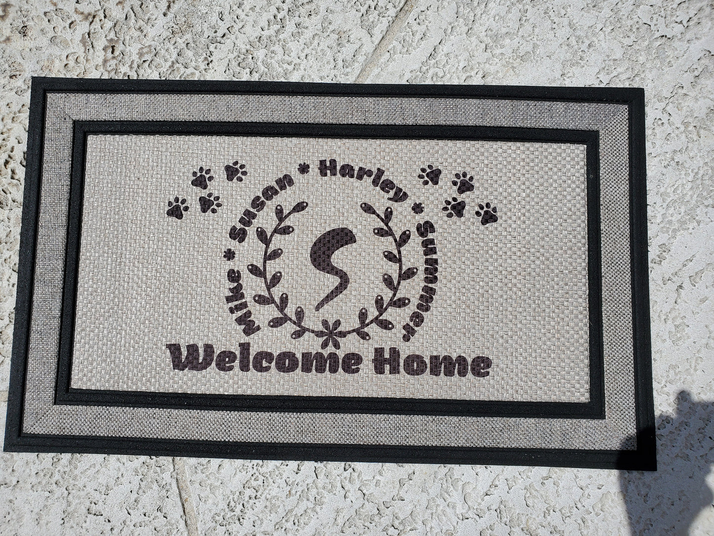 Custom Door Mat - Welcome Home - Monogram - Can be personalized and made custom - Full color printing available - Font Choice