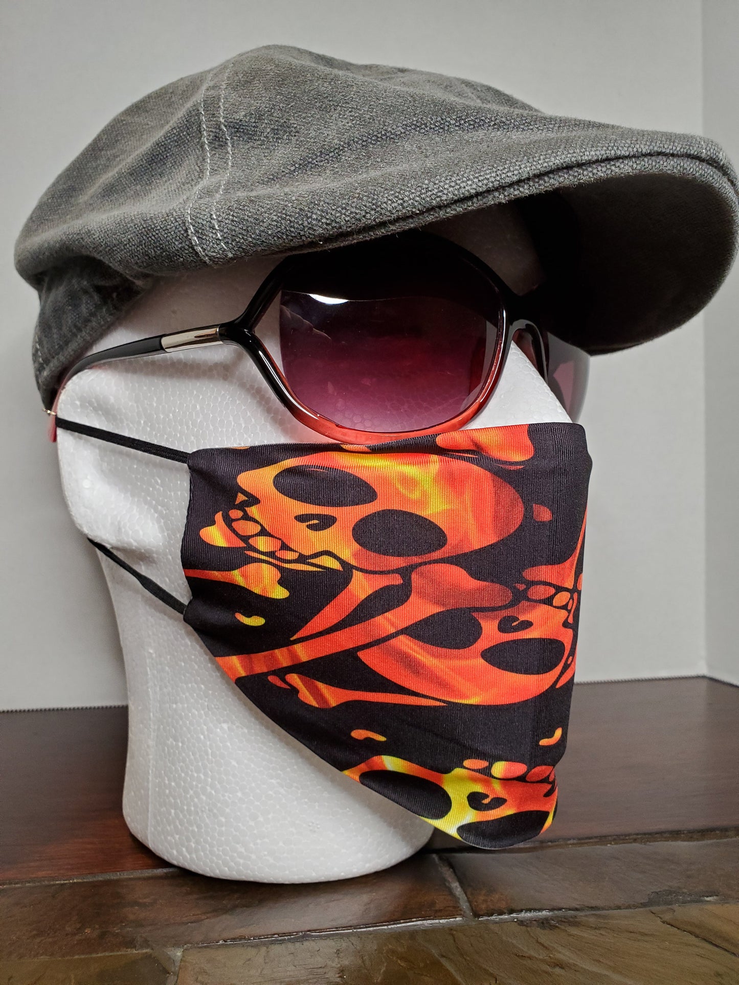 Fire Skull Face Cover, Carbon Filter, Adjustable Ear Clips, 2 Layer Mask, Breathable & Washable, Personalized Available, Coffee Mug Option