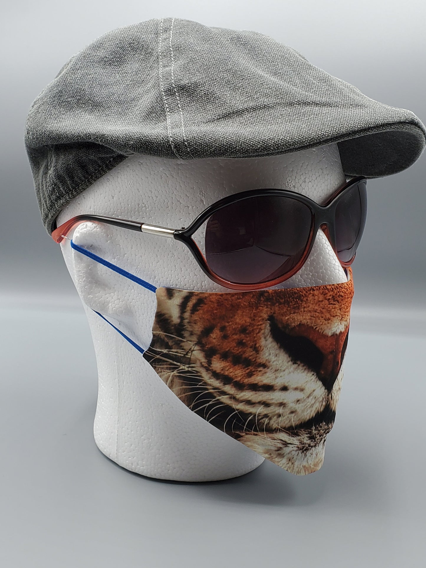 Tiger Face Mask, Custom With Your Name, 2 layer pocket mask with filter, adjustable ear clip, personalized & washable, reusable