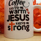 Coffee with Jesus Mug, Holiday Gift, Seasonal Mug, Personalized Cup, Custom Coffee Mug, Add Your Name, Artistic Creative Mug