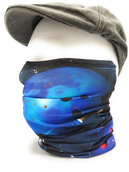 Neck Gaiter, Space Bowling Theme, Comfortable Face Cover, Breathable, Can be Personalization Optional - Full or Half Size Available