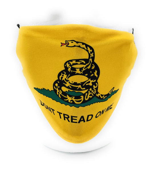 Don&#39;t tread On Me Mask, Can Be Custom With Your Name, 2 layer pocket mask with filter, adjustable ear clip, personalized, washable, reusable