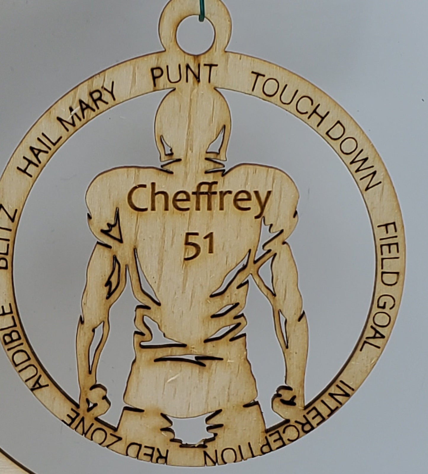 Laser Engraved Birch Wood Football (Male) Christmas Ornaments - Single Layer or custom backing layer options
