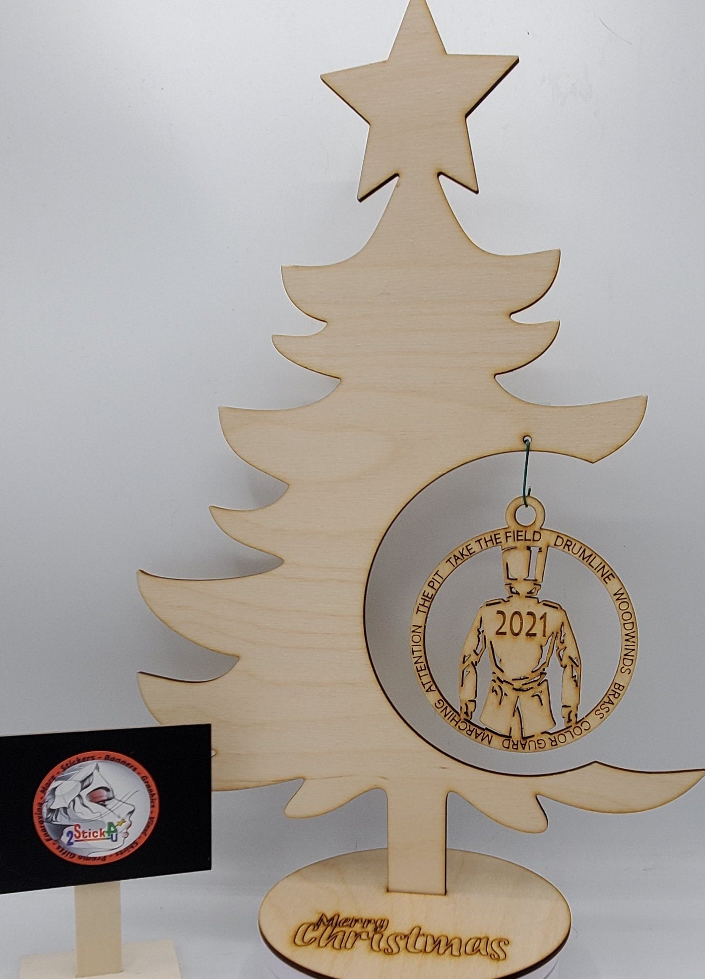 Laser Engraved Birch Wood Marching Band Christmas Ornaments - Single Layer or custom backing layer options