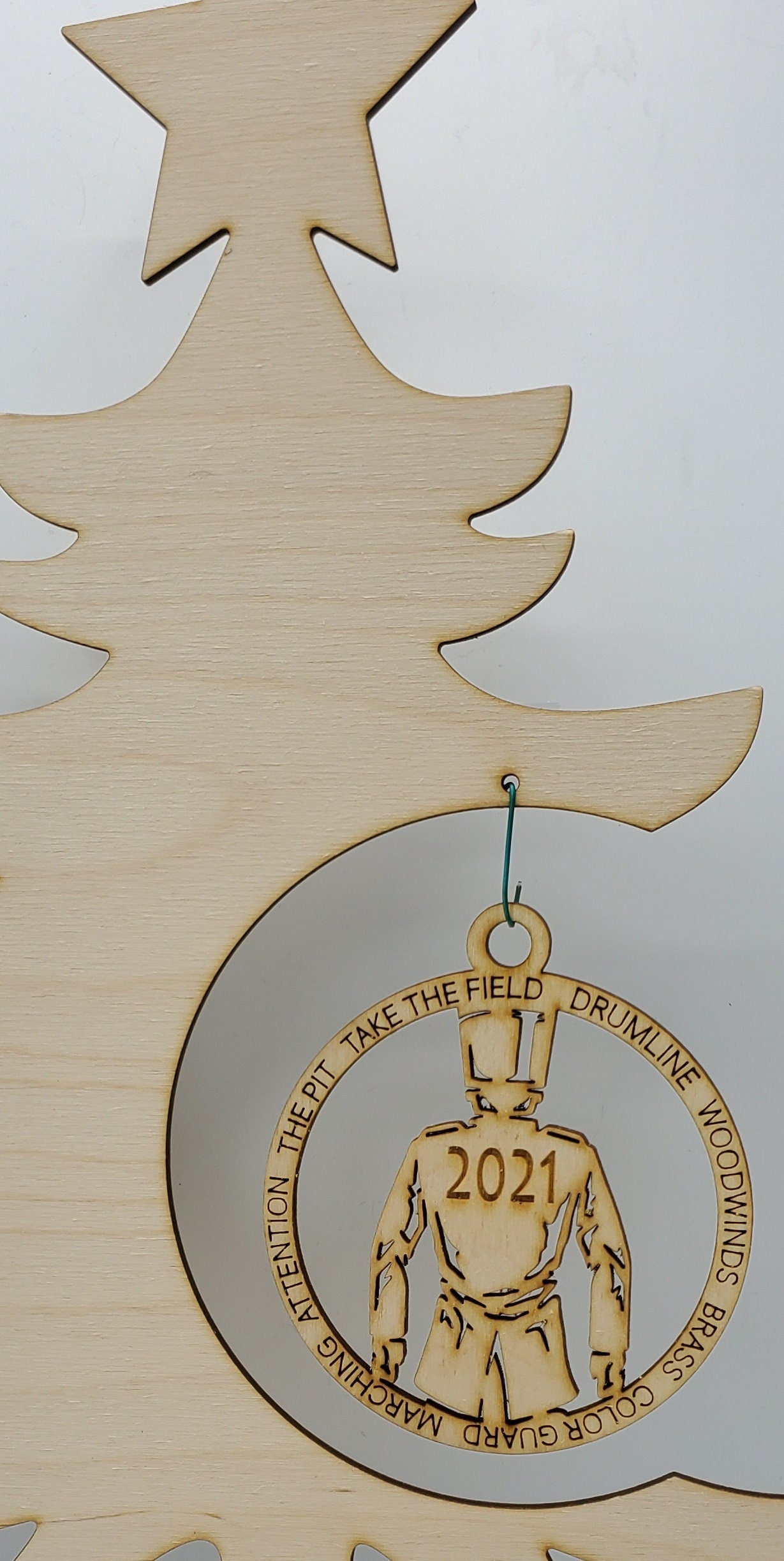 Laser Engraved Birch Wood Marching Band Christmas Ornaments - Single Layer or custom backing layer options