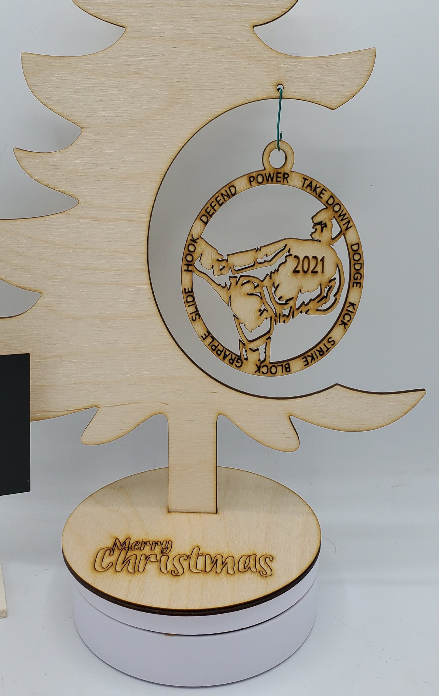 Laser Engraved Birch Wood Martial Arts Christmas Ornaments - Single Layer or custom backing layer options