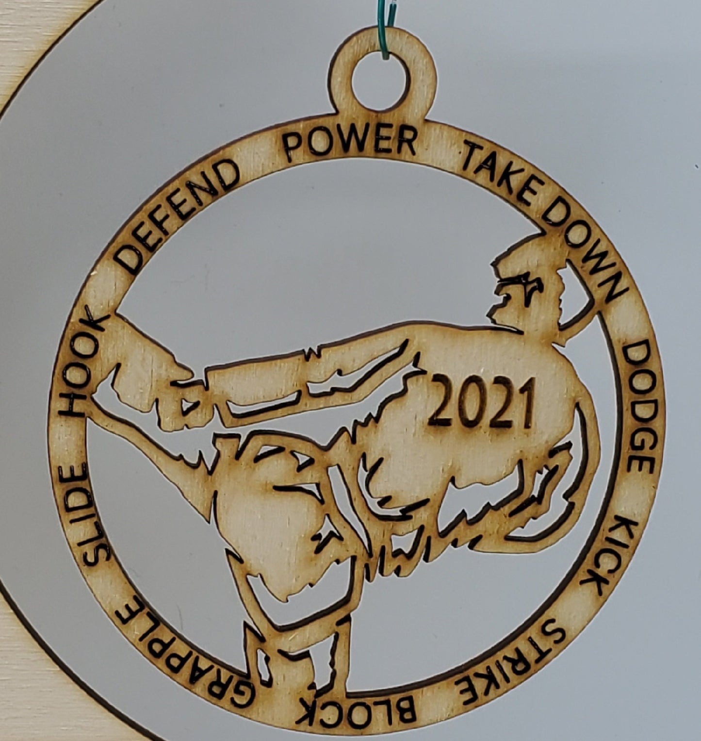 Laser Engraved Birch Wood Martial Arts Christmas Ornaments - Single Layer or custom backing layer options